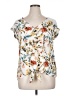 BCX Floral White Short Sleeve Blouse Size XL - photo 1