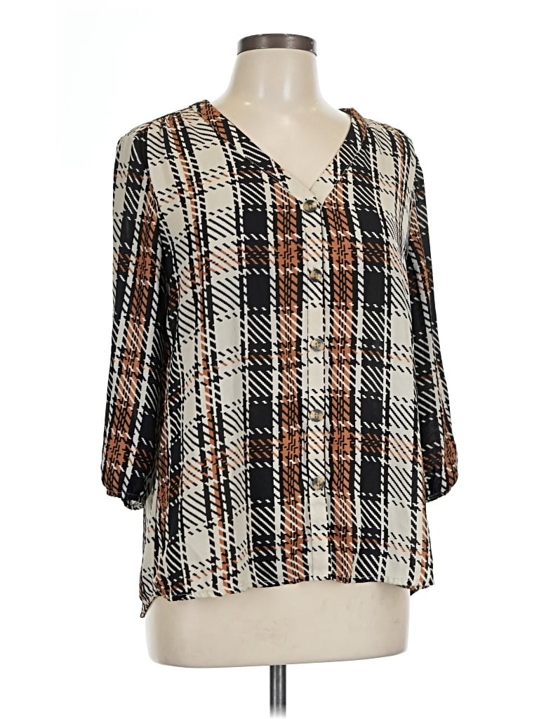Pre-owned Maurices 3/4 Sleeve Blouse In Brown