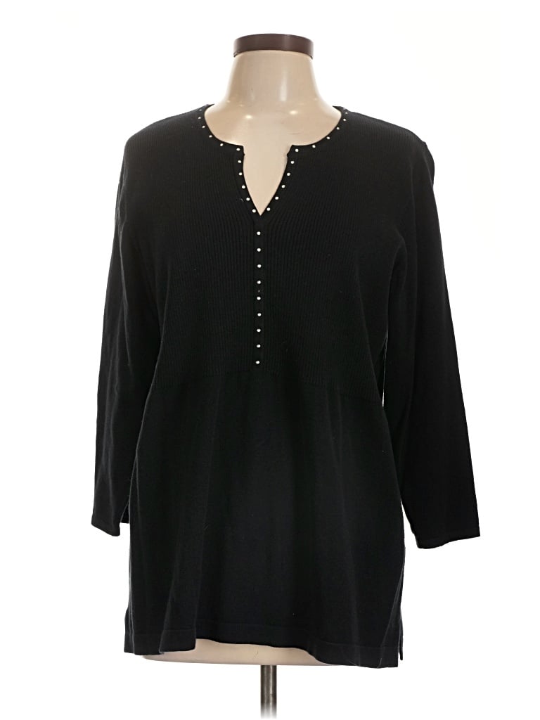 Pre-owned Cathy Daniels 3/4 Sleeve Blouse In Black