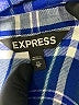 Express 100% Rayon Plaid Blue 3/4 Sleeve Button-Down Shirt Size XS - photo 7