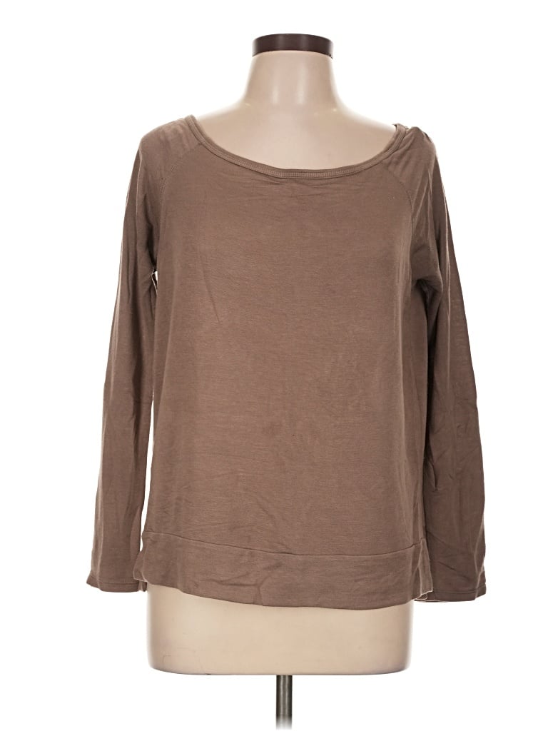 Pre-owned Tresics Long Sleeve Top Brown Boatneck Tops