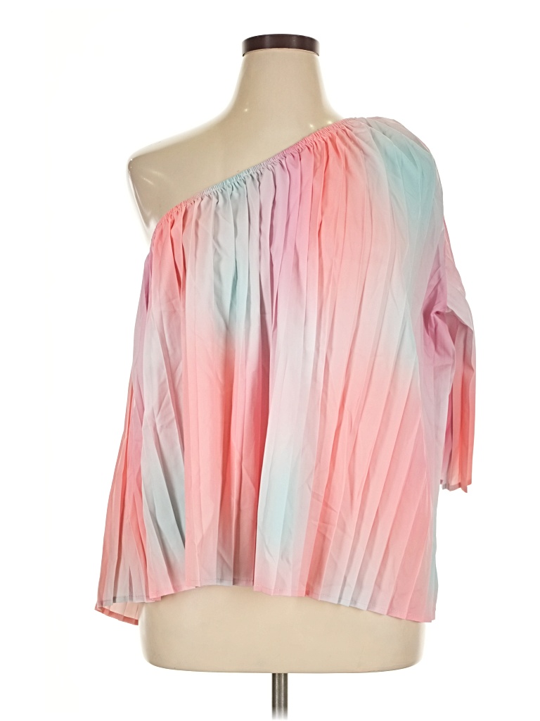 Pre-owned Shein Curve 3/4 Sleeve Blouse In Pink
