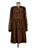 Time and Tru 100% Polyester Animal Print Brown Casual Dress Size S - photo 1