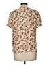 Monday Fun Floral Tan Short Sleeve Blouse Size M - photo 2