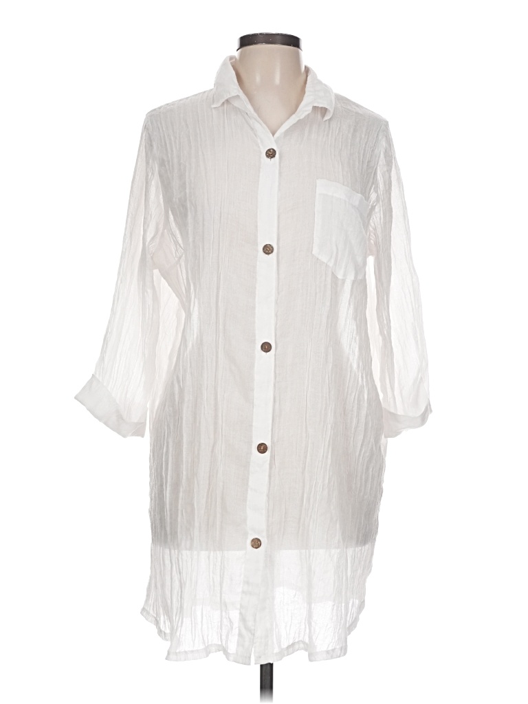 Pre-owned Assorted Brands Long Sleeve Blouse In White
