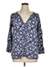 Lucky Brand Blue 3/4 Sleeve Blouse Size XL - photo 1