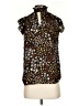 Maurices 100% Polyester Floral Brown Short Sleeve Blouse Size XS - photo 1