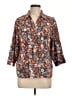 Alfred Dunner Floral Brown 3/4 Sleeve Button-Down Shirt Size L (estimated) - photo 1