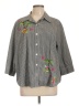 Breckenridge Checkered-gingham Gray 3/4 Sleeve Button-Down Shirt Size L (estimated) - photo 1