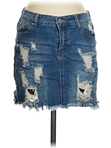 Wax Jean Denim Skirt (view 1)