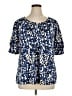 Notations Animal Print Blue Short Sleeve Blouse Size 1X - photo 1
