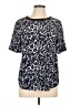 Rebecca Taylor 100% Silk Animal Print Silver Short Sleeve Top Size 10 - photo 1