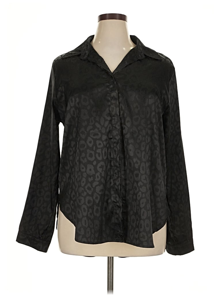 Pre-owned Cupshe Long Sleeve Blouse In Black