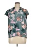 Nine West Print Teal Short Sleeve Blouse Size XL - photo 1