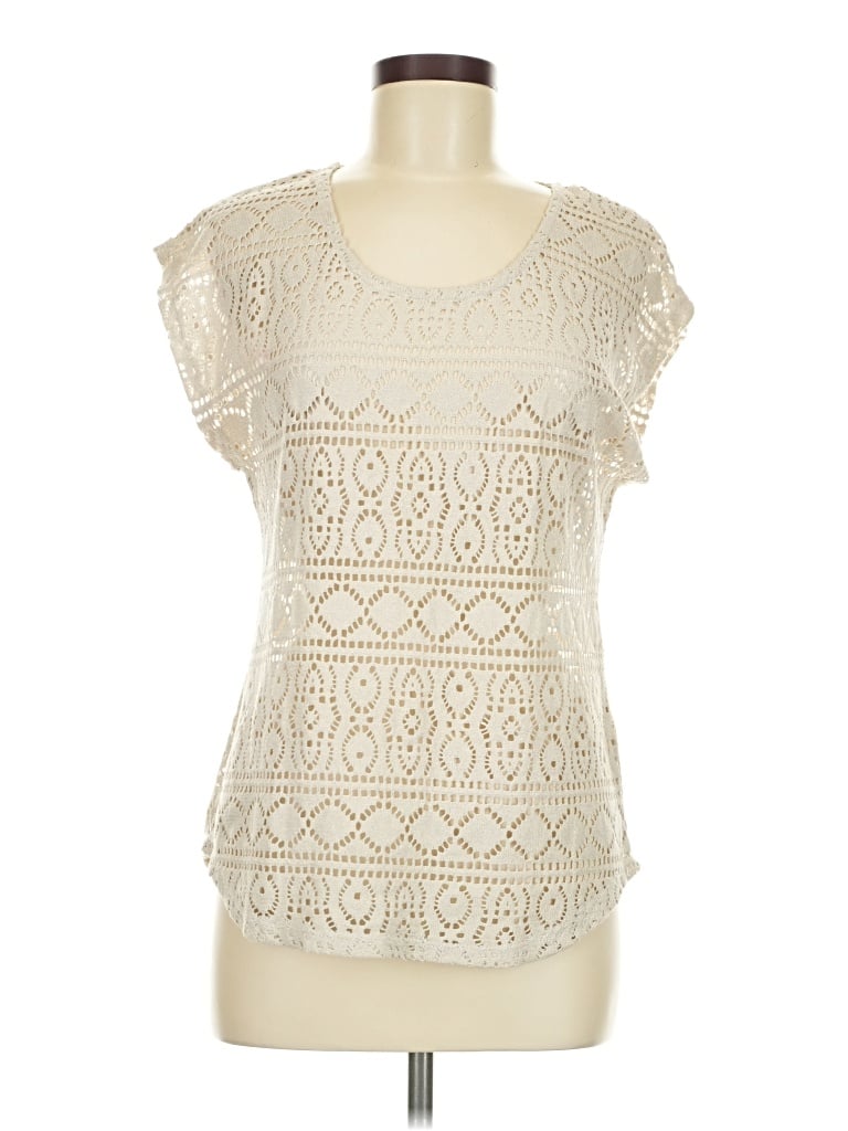 Pre-owned Maurices Short Sleeve Top Ivory Scoop Neck Tops