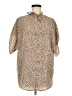 Shein Animal Print Tan Short Sleeve Blouse Size 6 - photo 1
