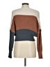 Debut 100% Polyester Color Block Brown Pullover Sweater Size M - photo 2