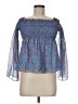 Intermix 100% Silk Blue Long Sleeve Silk Top Size M - photo 1