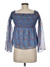 Intermix 100% Silk Blue Long Sleeve Silk Top Size M - photo 2