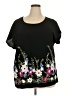 Assorted Brands 100% Rayon Floral Black Short Sleeve T-Shirt Size XXL (2XL) - photo 1