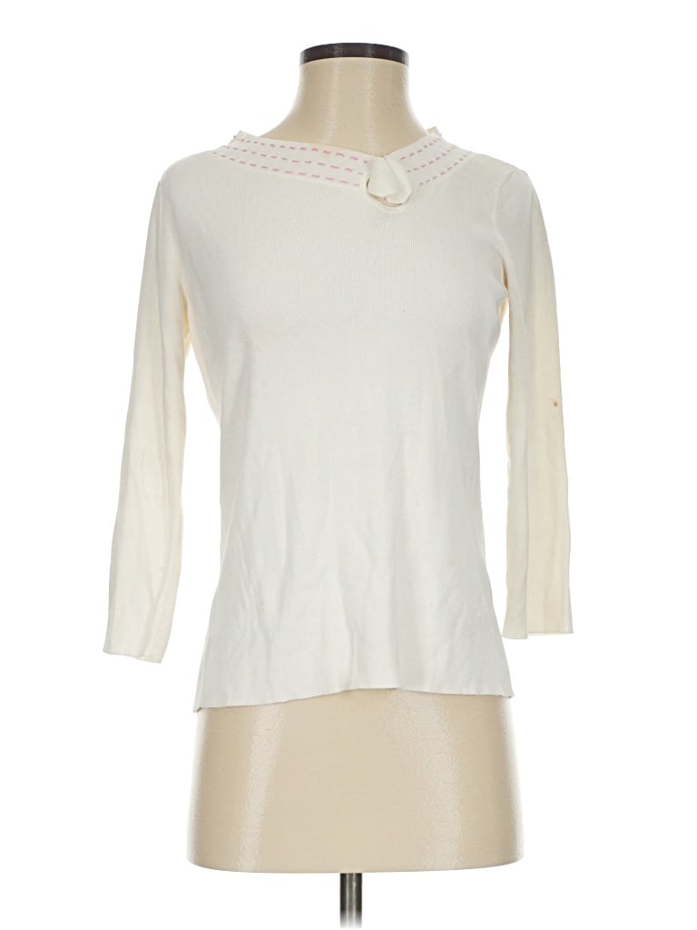 Pre-owned Sigrid Olsen 3/4 Sleeve T-shirt In Ivory