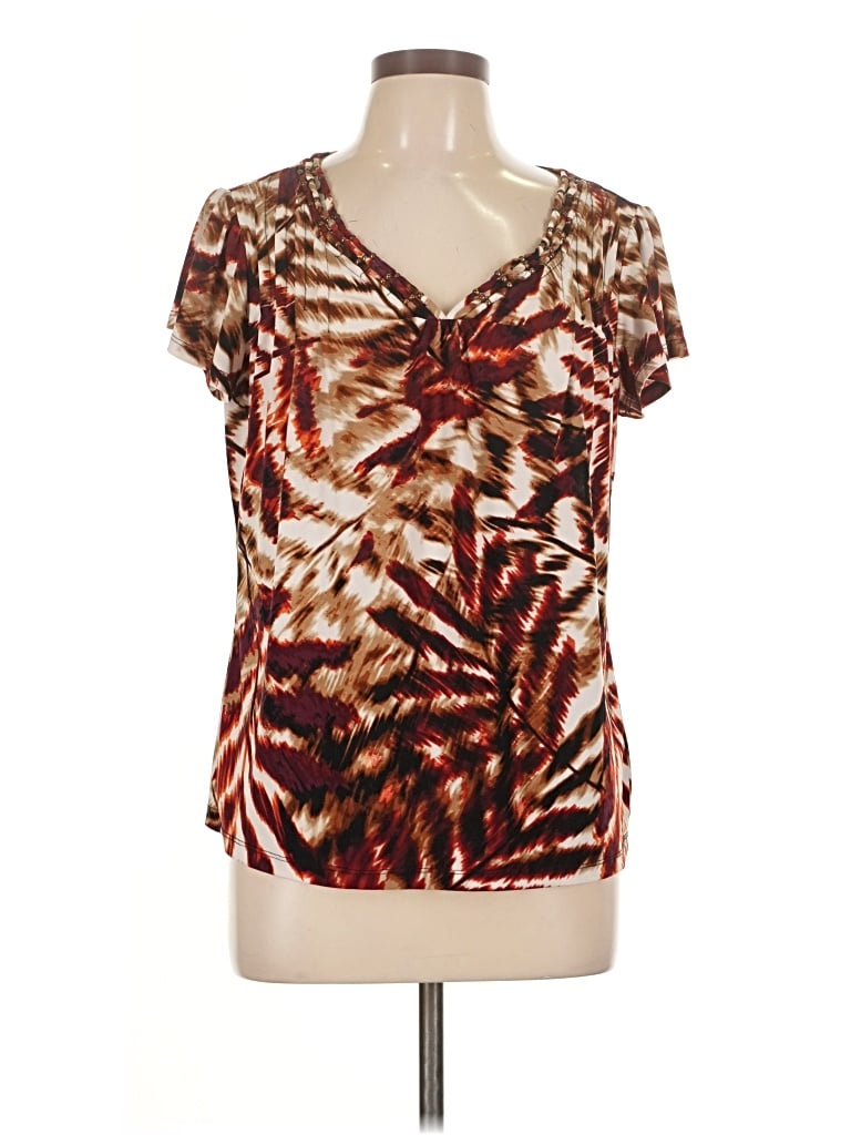 Pre-owned East5th Short Sleeve Blouse In Brown