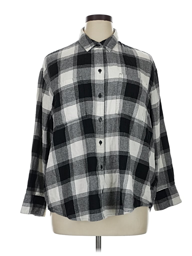 Pre-owned Old Navy 3/4 Sleeve Button Down Shirt In Gray