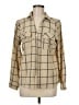 Adrienne Vittadini Plaid Tan Long Sleeve Button-Down Shirt Size M (estimated) - photo 1