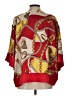 WHY 100% Polyester Red 3/4 Sleeve Blouse Size L - photo 2