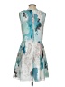 Reiss 100% Polyester Graphic Teal Cocktail Dress Size 4 - photo 2