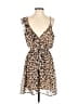 Max + Ash 100% Polyester Animal Print Tan Cocktail Dress Size S - photo 1