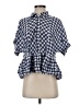 Maeve by Anthropologie Checkered-gingham Blue Short Sleeve Blouse Size XS - photo 1