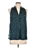 David Lerner 100% Polyester Stars Teal Sleeveless Blouse Size L - photo 1