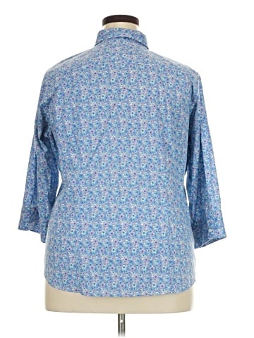 Lands' End 3/4 Sleeve Button-Down Shirt (view 2)