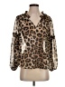 Banana Republic 100% Polyester Animal Print Brown Long Sleeve Blouse Size S - photo 1