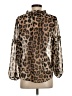 Banana Republic 100% Polyester Animal Print Brown Long Sleeve Blouse Size S - photo 2
