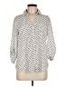 A. Byer Polka Dots Ivory 3/4 Sleeve Button-Down Shirt Size M - photo 1