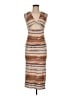 Endless Blu Stripes Tan Cocktail Dress Size M - photo 1