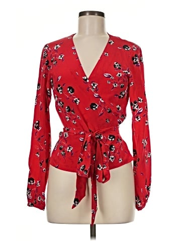 Intermix Long Sleeve Silk Top (view 1)