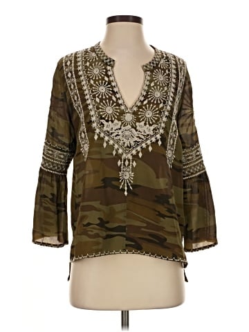 Johnny Was 3/4 Sleeve Silk Top (view 1)