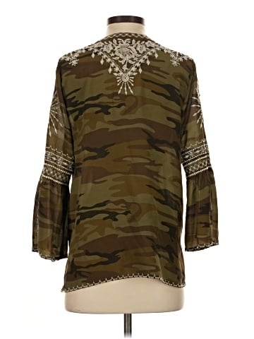 Johnny Was 3/4 Sleeve Silk Top (view 2)