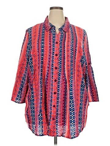 Woman Within 3/4 Sleeve Button-Down Shirt (view 1)