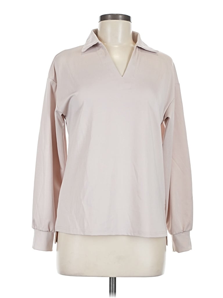 Pre-owned Unbranded Long Sleeve Polo Shirt In Tan