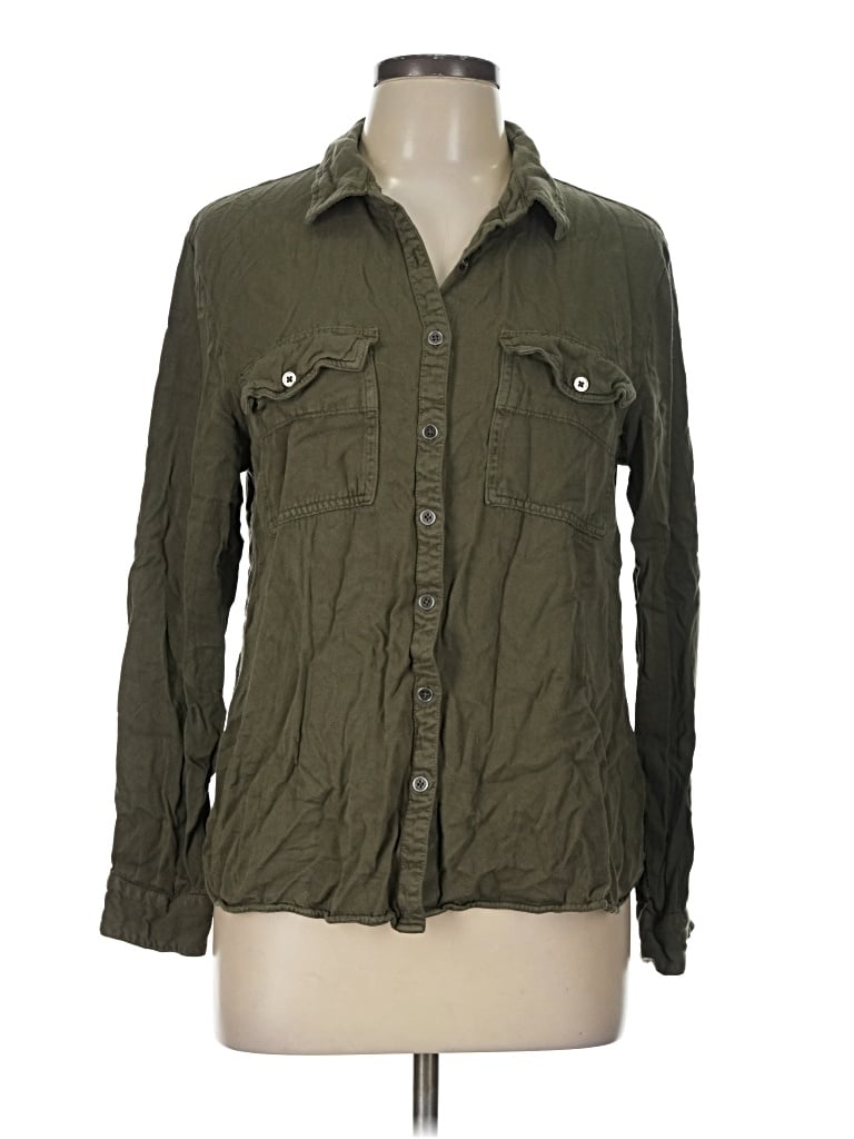 Pre-owned Maurices Long Sleeve Button Down Shirt In Green