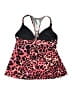 Aqua Green Animal Print Pink Swimsuit Top Size L - photo 2
