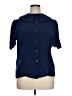 Halston III 100% Polyester Blue Short Sleeve Blouse Size 14 - photo 1