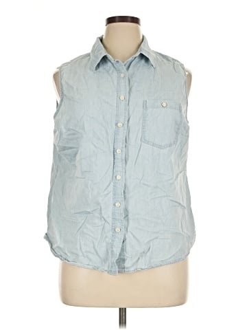 Per Se Sleeveless Button-Down Shirt (view 1)