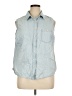 Per Se 100% Cotton Solid Blue Sleeveless Button-Down Shirt Size 1X - photo 1