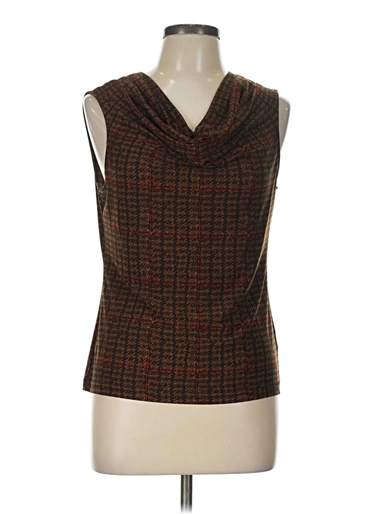 Pre-owned Chaps Sleeveless Top Brown Cowl Neck Tops