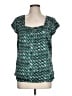 Tesori 100% Silk Teal Short Sleeve Silk Top Size L - photo 1